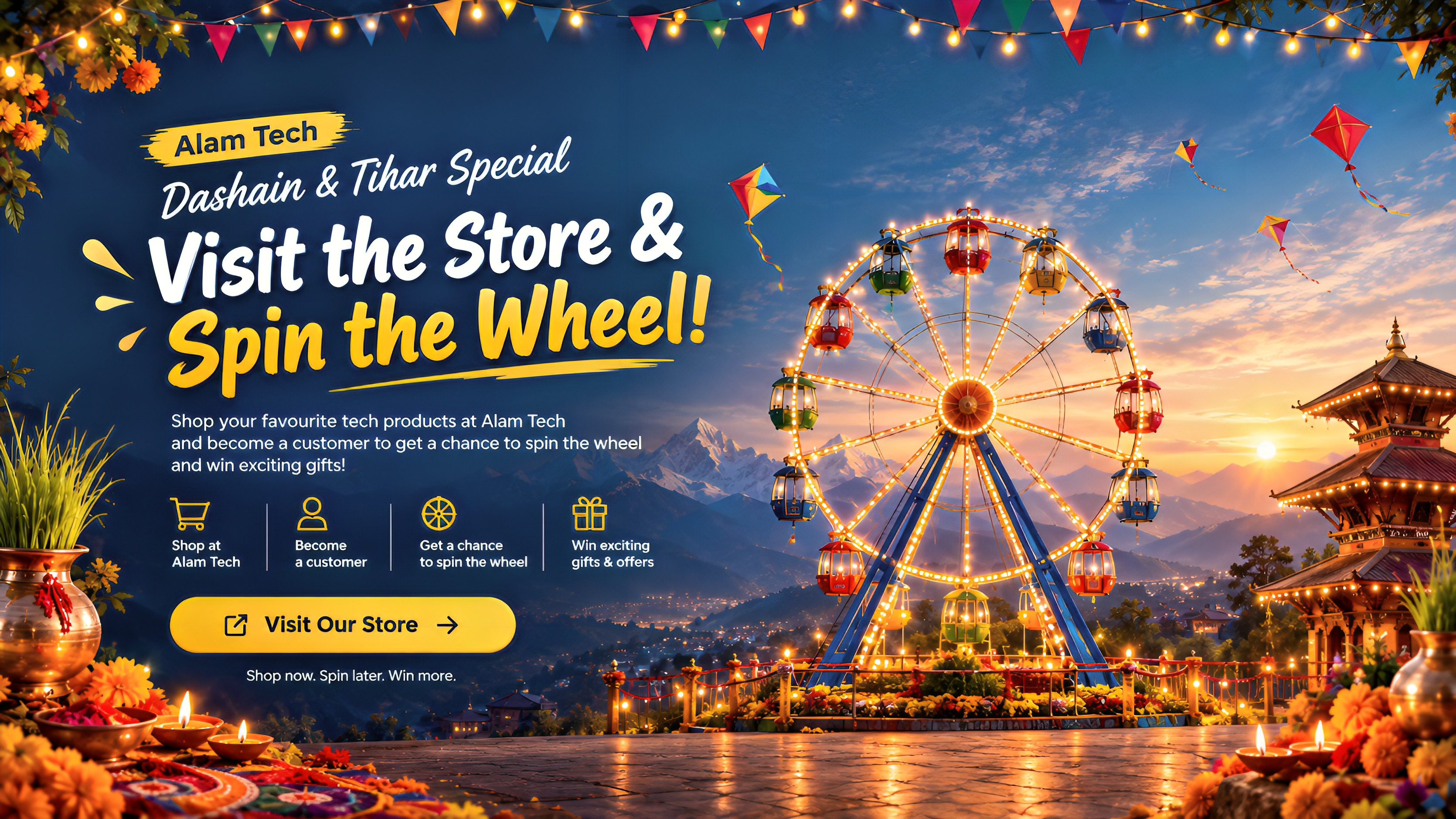 Alam Tech Dashain & Tihar Special - Visit the Store & Spin the Wheel!